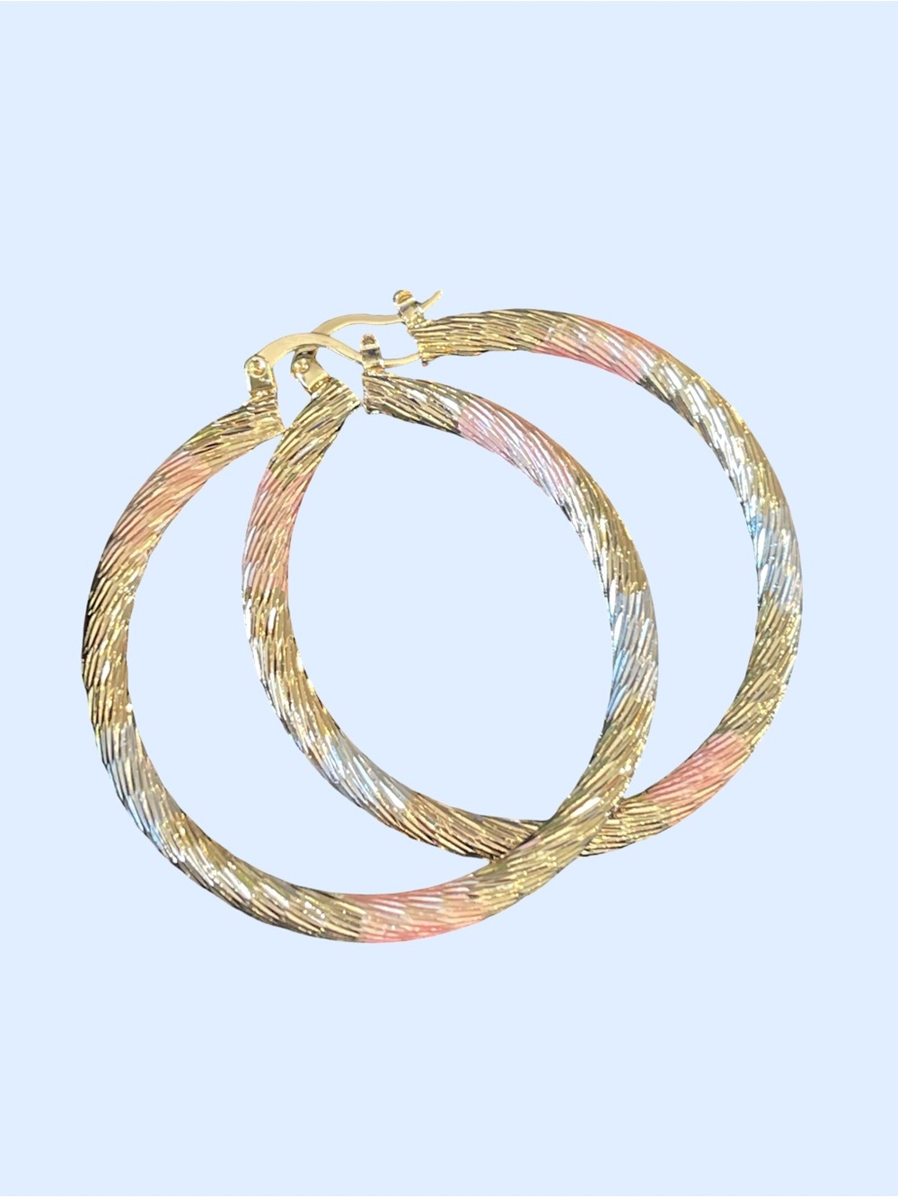 Tri-Color Gold Tone Hoop Earrings